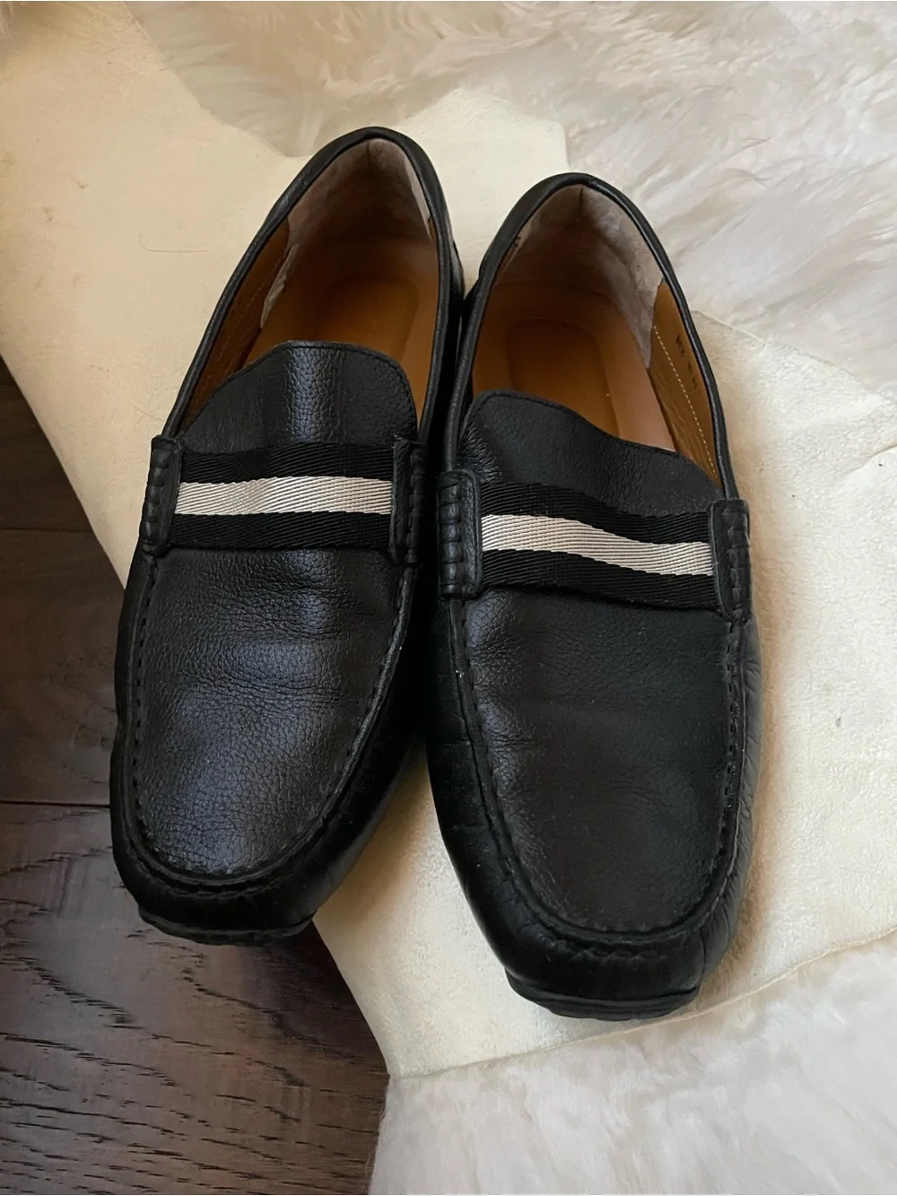 Authentic Bally black driving loafers